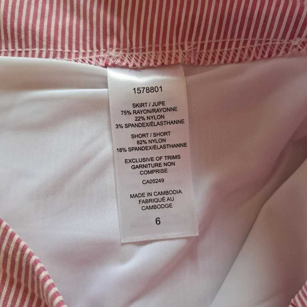 ❤️ S.C.& Co. Pull On Skort Pink White Striped Stretch Skirt Women's  NWT - Picture 8 of 11